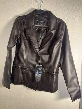 Emporio Armani Dark Brown Leather Jacket - Tailored Blazer Style